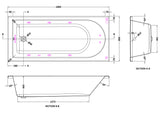 Modern Splash  1800mm Single Ended 11 Jet Whirlpool Bath With Light