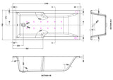 Modern Splash  1700mm Single Ended Straight Hydrotherapy Whirlpool Shower Bath