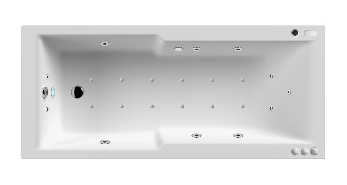 Modern Splash  1700mm Single Ended Straight 11 Jet Hydrotherapy Whirlpool Shower Bath With Light