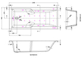 Modern Splash  1700mm Single Ended Straight 11 Jet Hydrotherapy Whirlpool Shower Bath With Light