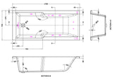 Modern Splash  1700mm Single Ended Straight 11 Jet Whirlpool Shower Bath With Light