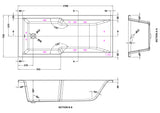 Modern Splash  1700mm Single Ended Straight 11 Jet Whirlpool Shower Bath