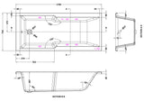 Modern Splash  1700mm Single Ended Straight 6 Chrome Jet Whirlpool Shower Bath