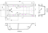 Modern Splash  1700mm Single Ended Straight 8 Jet Whirlpool Shower Bath