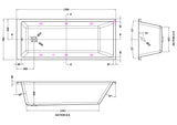 Modern Splash  1700mm x 700mm Thin Edge 6 Jet Whirlpool Bath