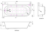 Modern Splash  1700mm Left Hand Curved Corner 11 Jet Hydrotherapy Whirlpool Bath With Light