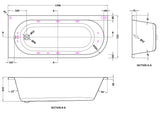 Modern Splash  1700mm Left Hand Curved Corner 11 Jet Whirlpool Bath With Light