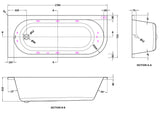Modern Splash  1700mm Left Hand Curved Corner 11 Jet Whirlpool Bath
