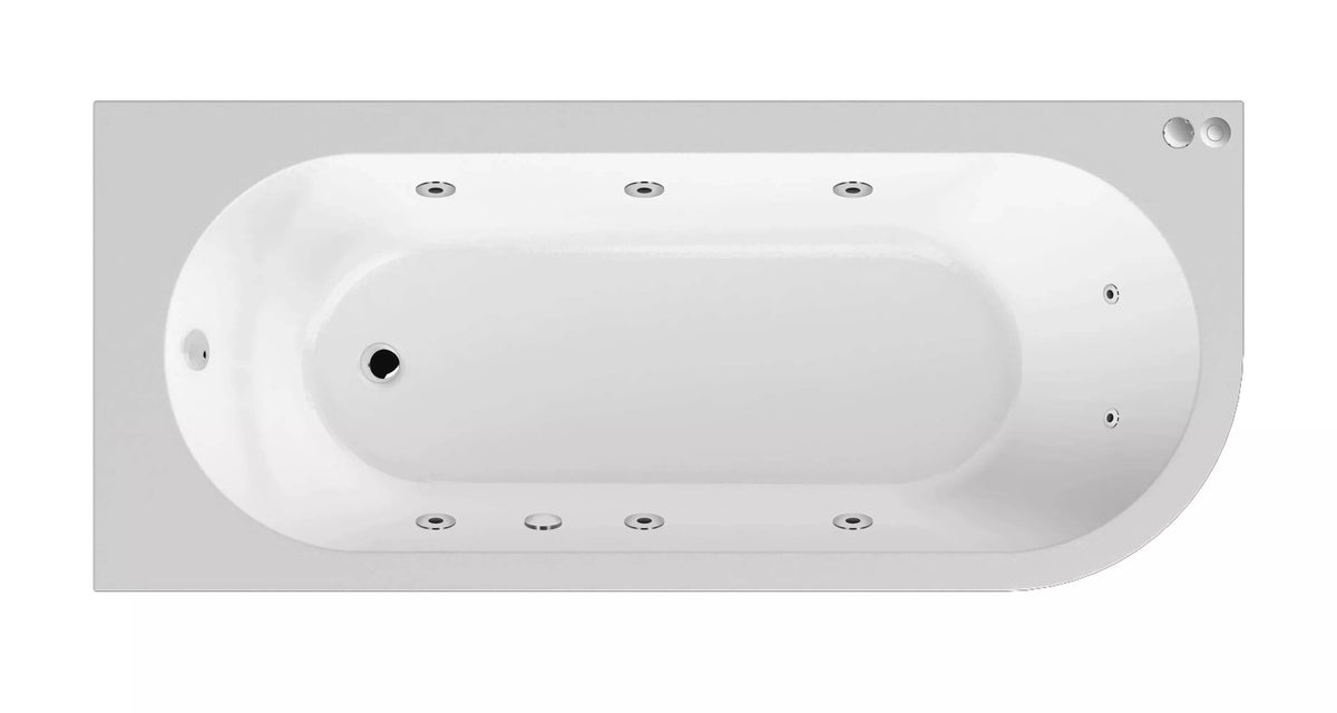 Modern Splash  1700mm Left Hand Curved Corner 8 Jet Whirlpool Bath