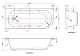 Modern Splash  1700mm Left Hand Curved Corner 8 Jet Whirlpool Bath