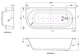 Modern Splash  1700mm Right Hand Curved Corner Hydrotherapy Whirlpool Bath