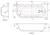 Modern Splash  1700mm Right Hand Curved Corner 11 Jet Hydrotherapy Whirlpool Bath