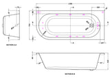 Modern Splash  1700mm Right Hand Curved Corner 11 Jet Whirlpool Bath With Light