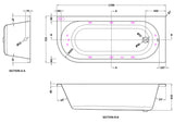 Modern Splash  1700mm Right Hand Curved Corner 11 Jet Whirlpool Bath