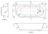 Modern Splash  1700mm Right Hand Curved Corner 6 Jet Whirlpool Bath