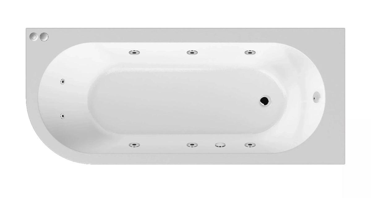Modern Splash  1700mm Right Hand Curved Corner 8 Jet Whirlpool Bath