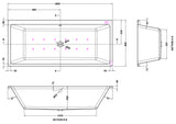 Modern Splash  1800mm x 800mm Thin Edge Hydrotherapy Whirlpool Shower Bath