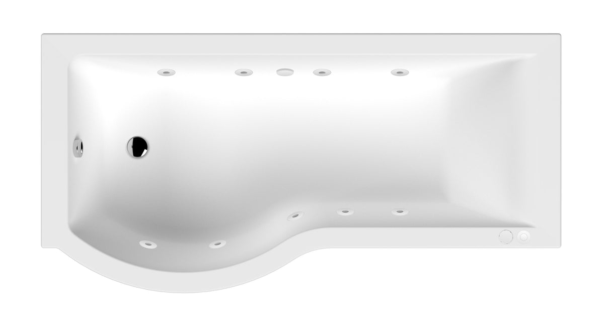 Modern Splash  1700mm P Shape Left Hand 8 White Jet Whirlpool Bath