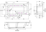 Modern Splash  1500mm L Shape Left Hand 8 White Jet Whirlpool Bath