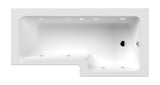 Modern Splash  1600mm L Shape Right-Hand 8 White Jet Whirlpool Bath