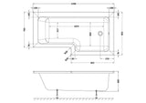 Modern Splash  1600mm L Shape Right-Hand 8 Chrome Jet Whirlpool Bath