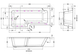 Modern Splash  1800mm L Shape Left-Hand 8 Chrome Jet Whirlpool Bath