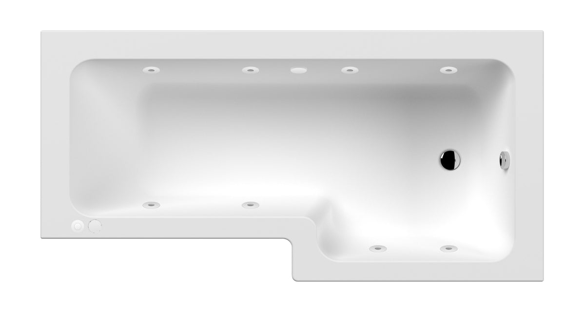 Modern Splash  1800mm L Shape Right-Hand 8 White Jet Whirlpool Bath