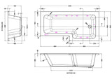 Modern Splash  1800mm L Shape Right-Hand 8 White Jet Whirlpool Bath
