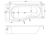 Modern Splash 1700mm Shower B-Shaped Left-Hand Bath