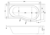 Modern Splash 1700mm Shower B-Shaped Right-Hand Bath