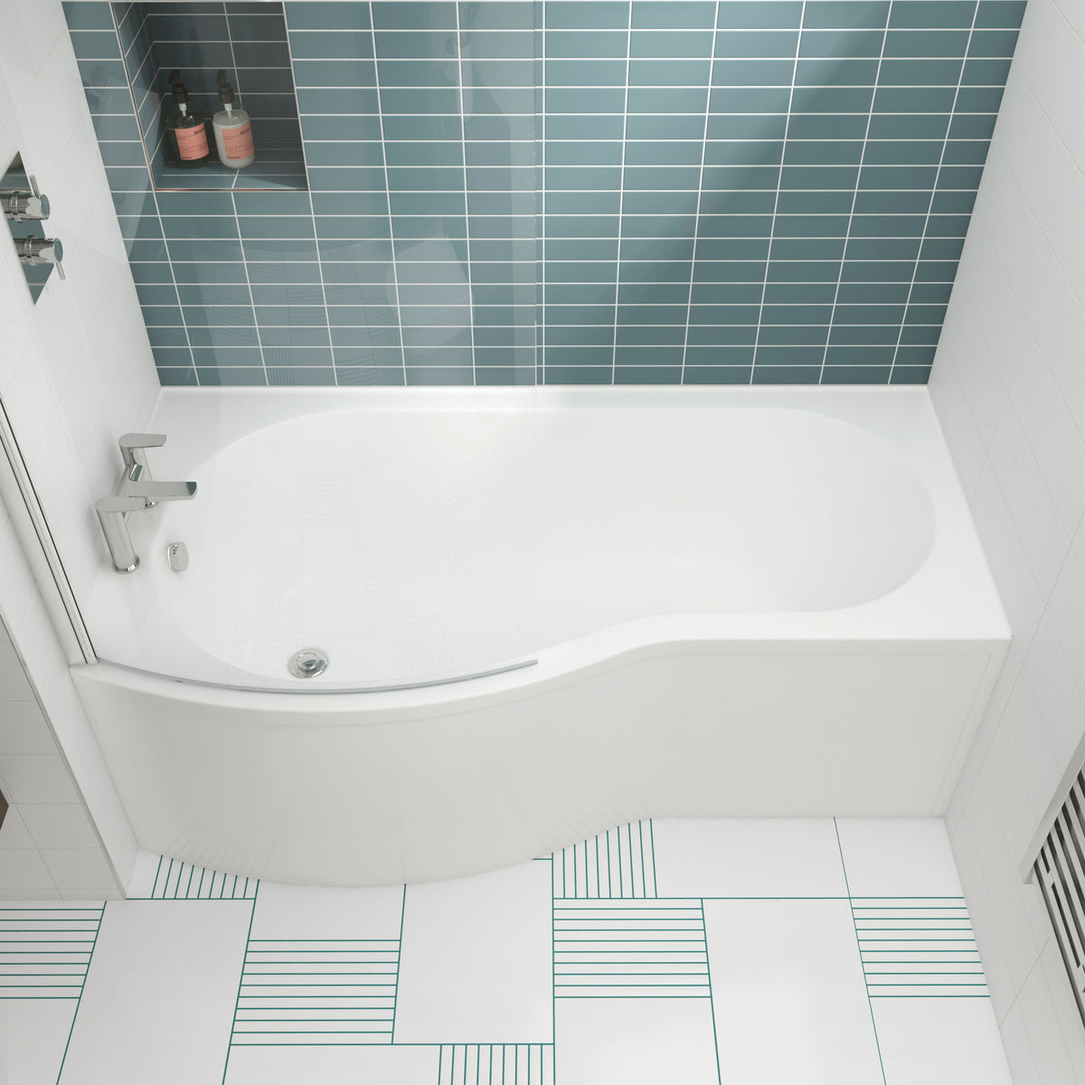 Modern Splash 1695mm Left-Hand B Shaped Shower Bath With Legs