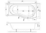 Modern Splash 1695mm Right-Hand B Shaped Shower Bath With Legs