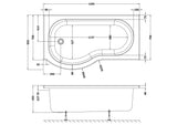Modern Splash 1500mm Left-Hand P Shaped Shower Bath With Legs
