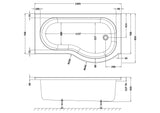 Modern Splash 1500mm Right-Hand P Shaped Shower Bath With Legs
