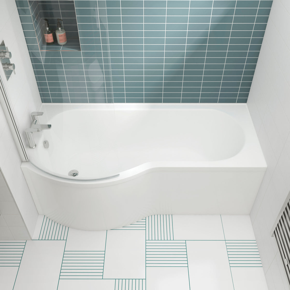 Modern Splash 1700mm Right-Hand P Shaped Shower Bath With Legs