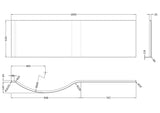 Modern Splash 1700mm P-Shaped Acrylic Shower Bath Front Panel
