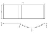 Modern Splash 1500mm P-Shaped Acrylic Shower Bath Front Panel
