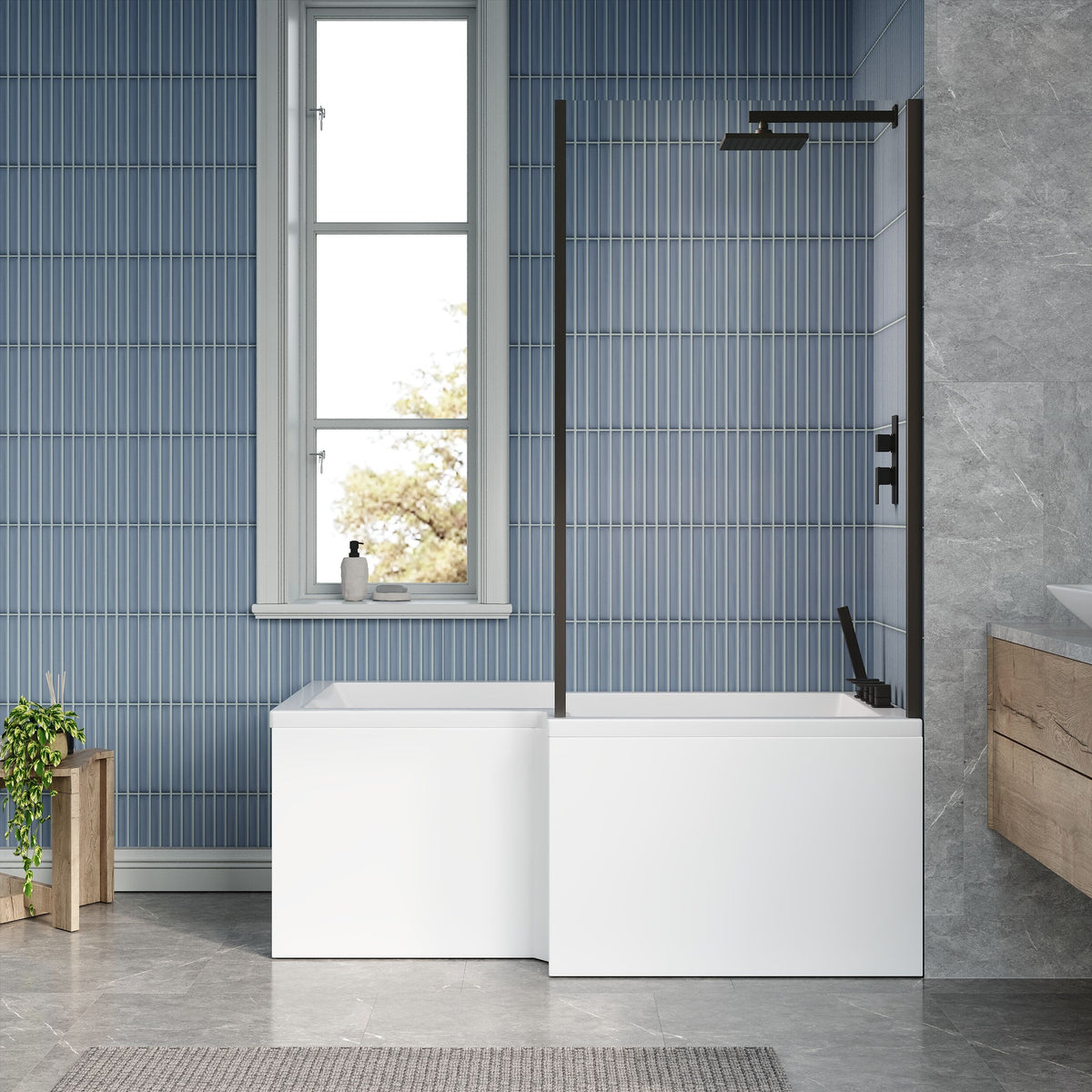 Modern Splash 1500mm Right-Hand Square Shower Bath With Legs