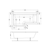 Modern Splash 1600mm Left-Hand Square Shower Bath With Legs