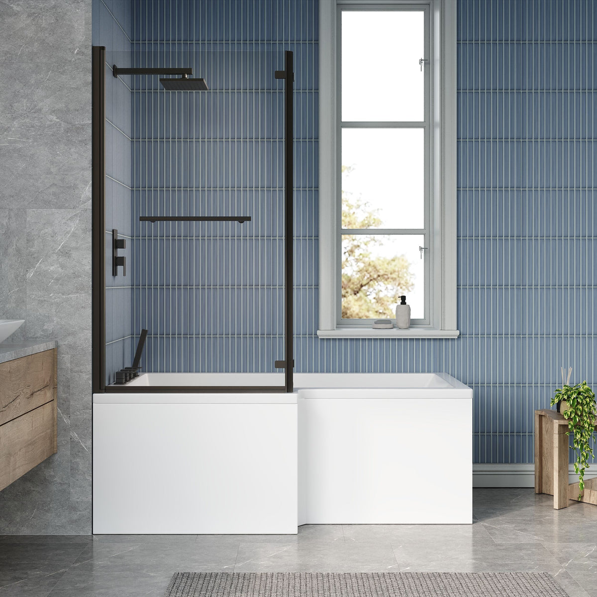 Modern Splash 1600mm Left-Hand Square Shower Bath With Legs