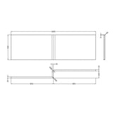 Modern Splash 1700mm L-Shaped Acrylic Shower Bath Front Panel
