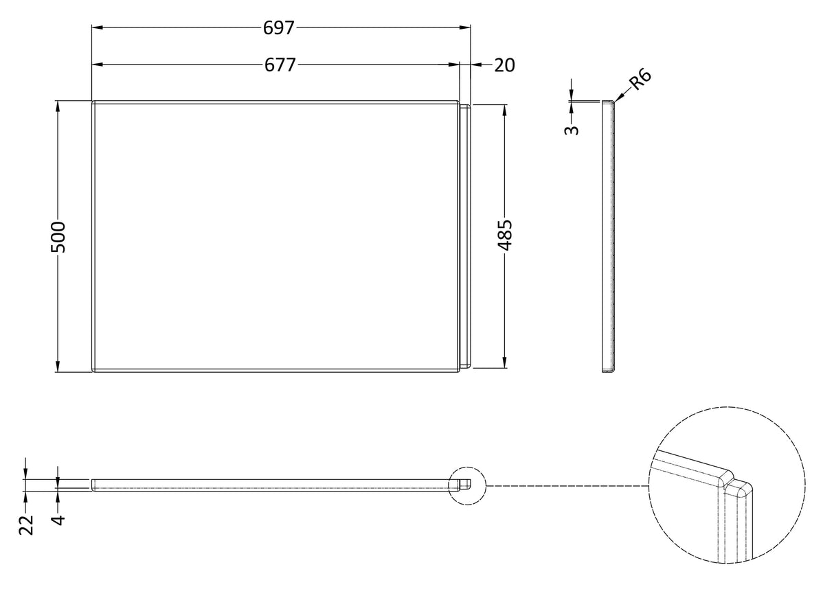 Modern Splash 700mm L-Shaped Acrylic Shower Bath End Panel