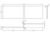 Modern Splash 1600mm L-Shaped Acrylic Shower Bath Front Panel
