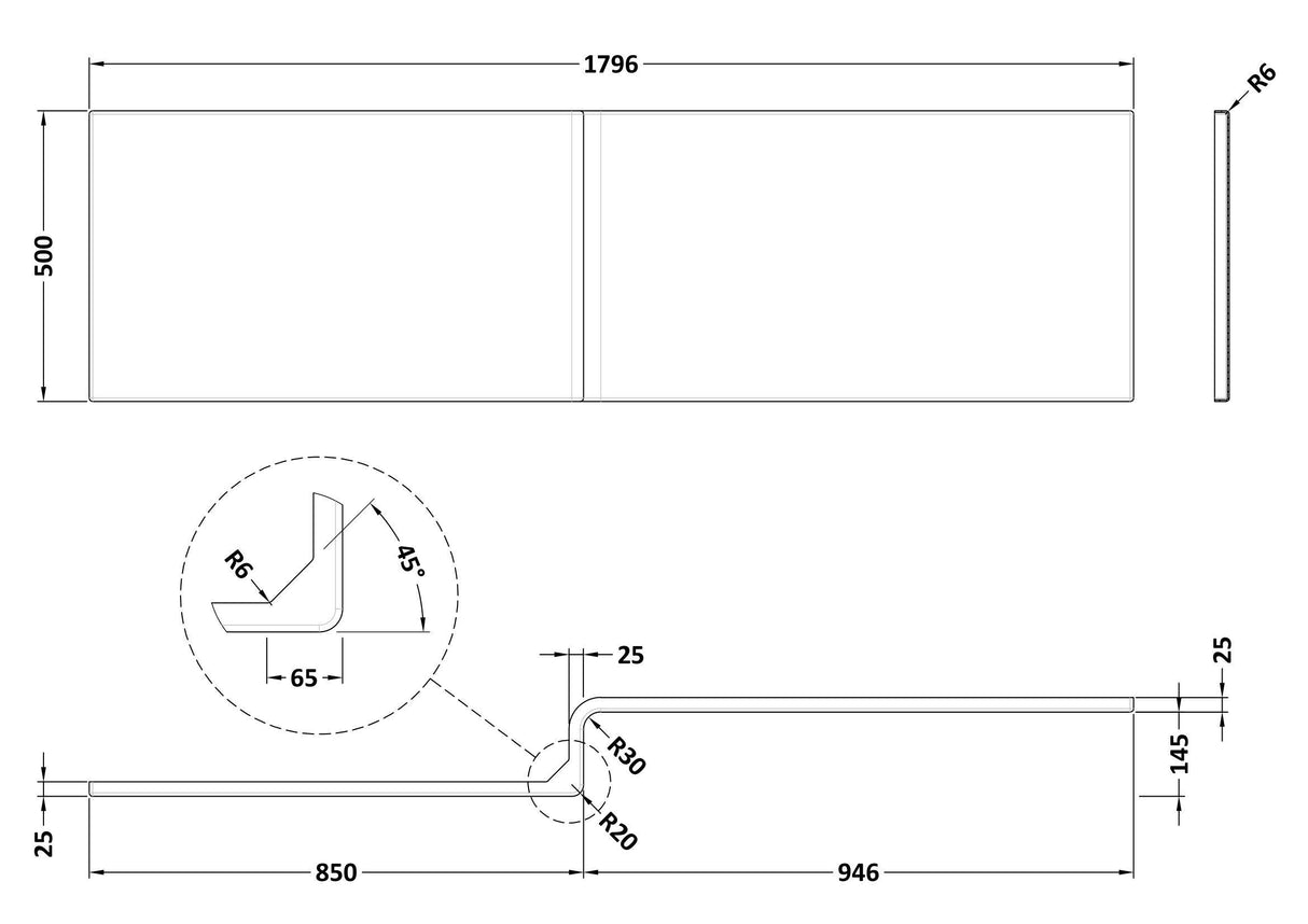 Modern Splash 1800mm Acrylic Shower Bath Front Panel