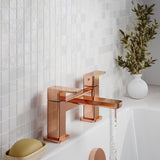 Modern Splash Brushed Bronze Deck Mounted Bath Filler