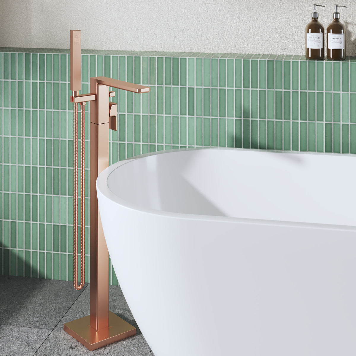 Modern Splash Brushed Bronze Freestanding Bath Shower Mixer