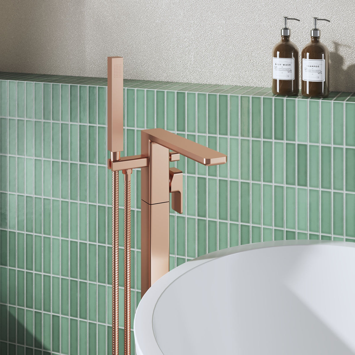Modern Splash Brushed Bronze Freestanding Bath Shower Mixer