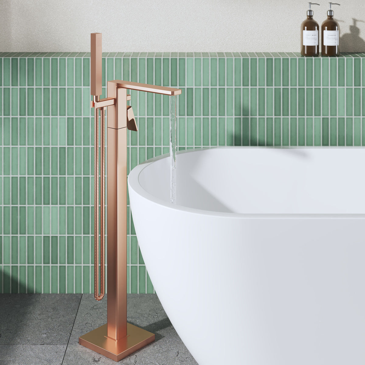 Modern Splash Brushed Bronze Freestanding Bath Shower Mixer
