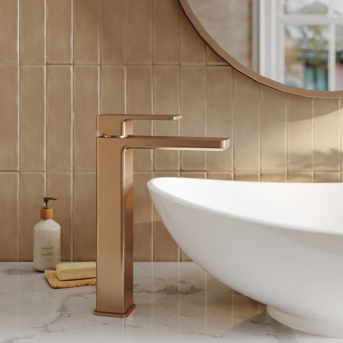 Modern Splash Brushed Bronze High Rise Mono Basin Mixer