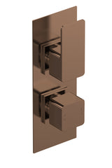 Modern Splash Brushed Brass Twin Thermostatic Shower Valve With Diverter